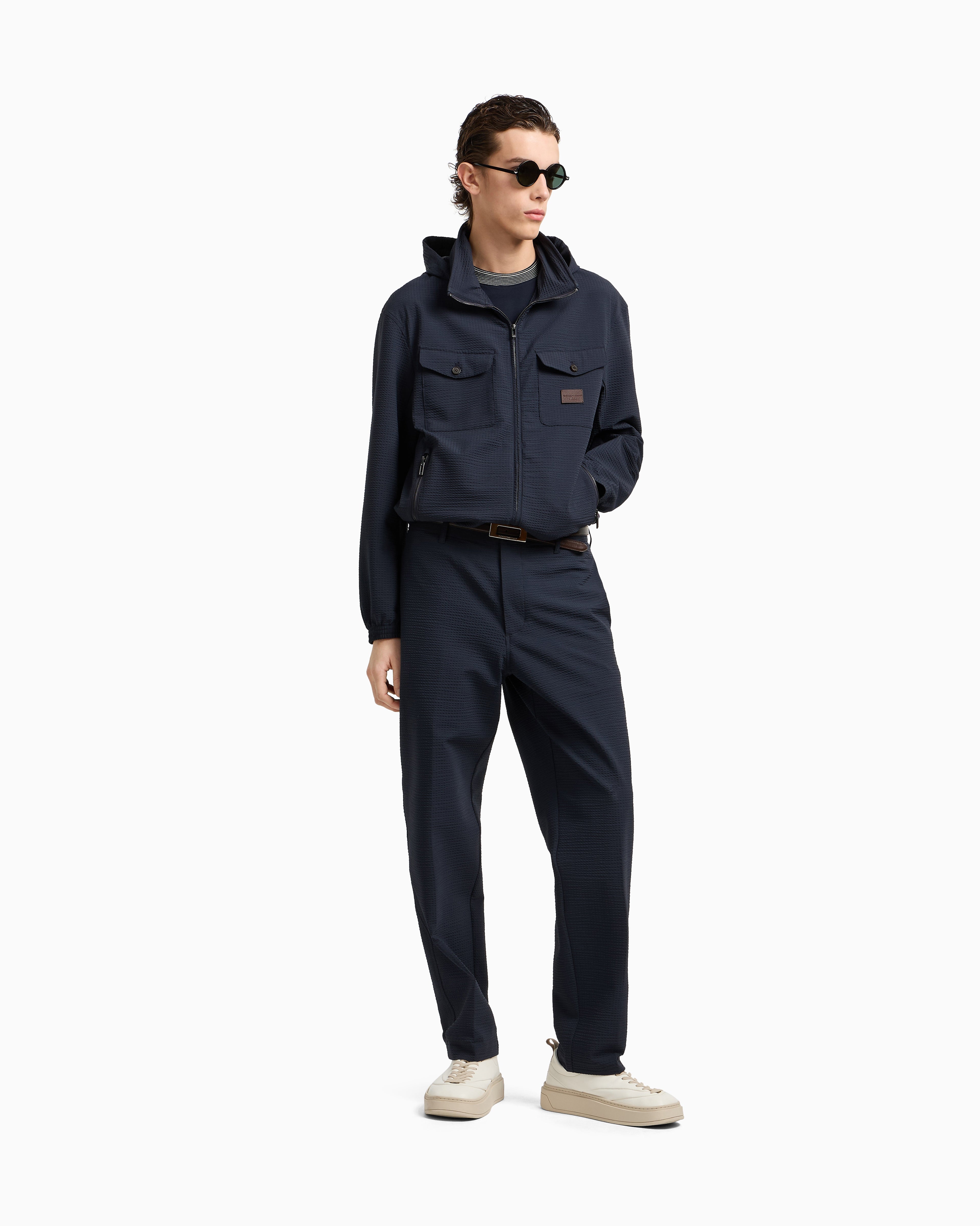 Emporio Armani Nylon seersucker full-zip blouson