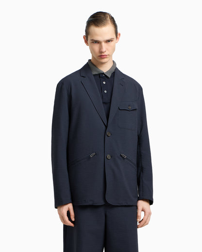 Emporio Armani Single-breasted nylon seersucker blazer
