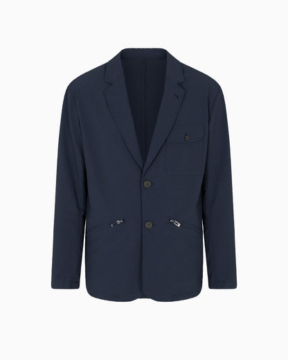 Emporio Armani Single-breasted nylon seersucker blazer