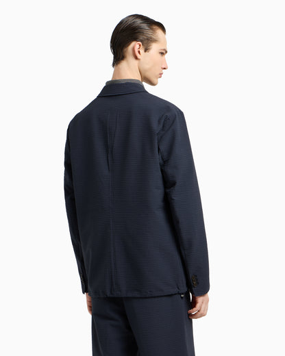Emporio Armani Single-breasted nylon seersucker blazer