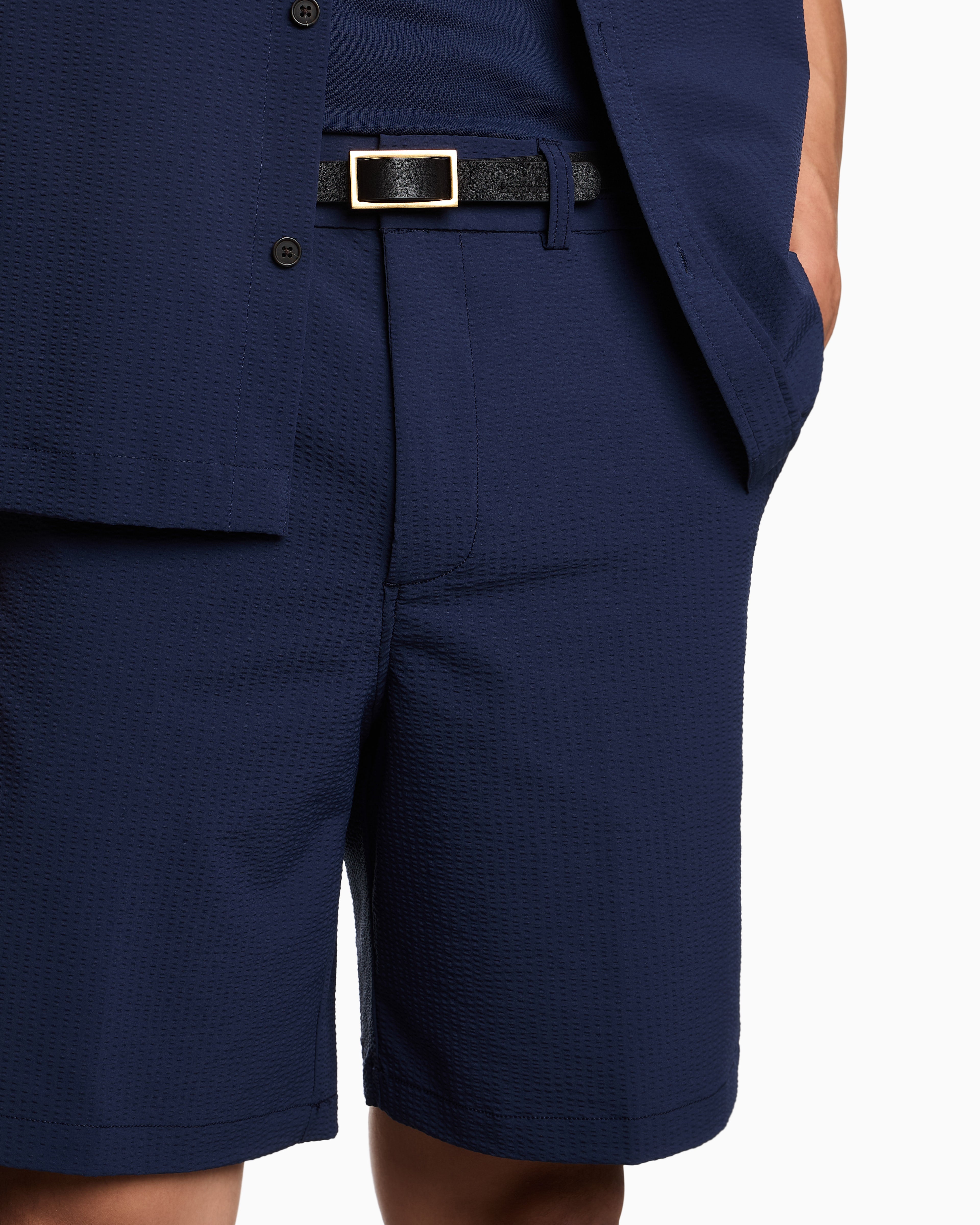 Emporio Armani Seersucker nylon chino-style Bermuda shorts