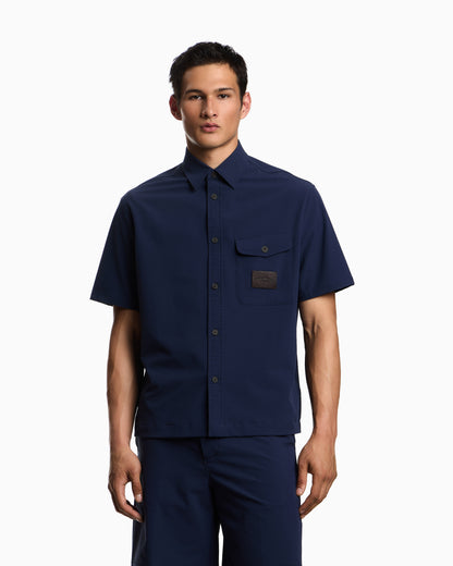 Emporio Armani Short-sleeved oversized shirt in nylon seersucker