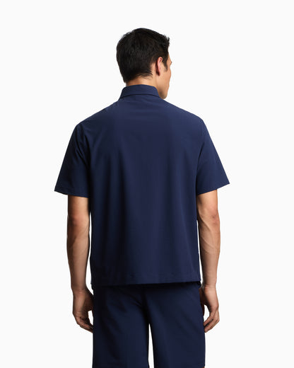 Emporio Armani Short-sleeved oversized shirt in nylon seersucker