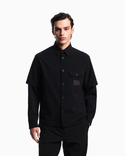 Emporio Armani Short-sleeved oversized shirt in nylon seersucker