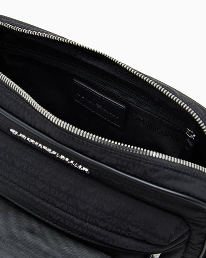 Emporio Armani Nylon camera case with monogram lettering