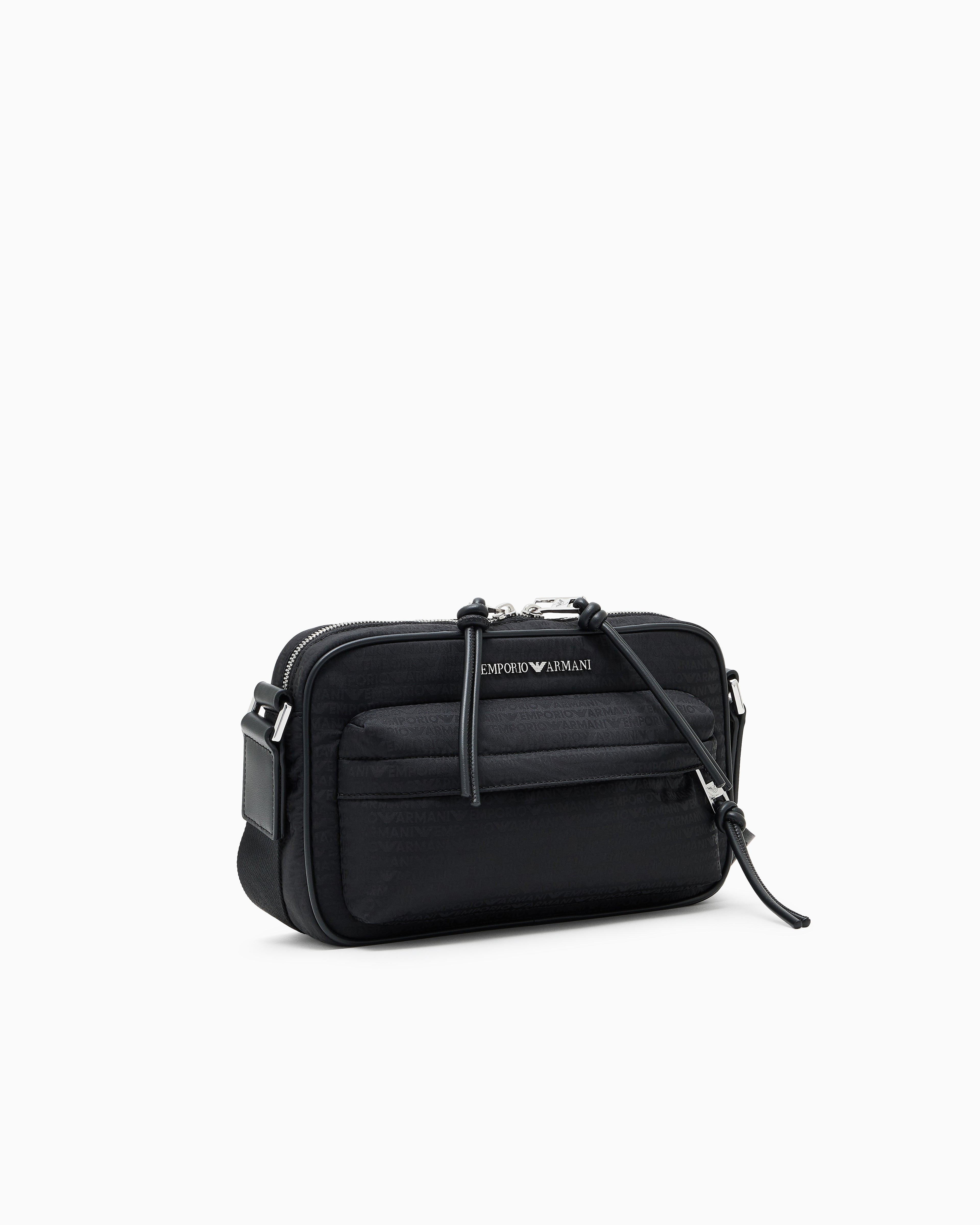 Emporio Armani Nylon camera case with monogram lettering
