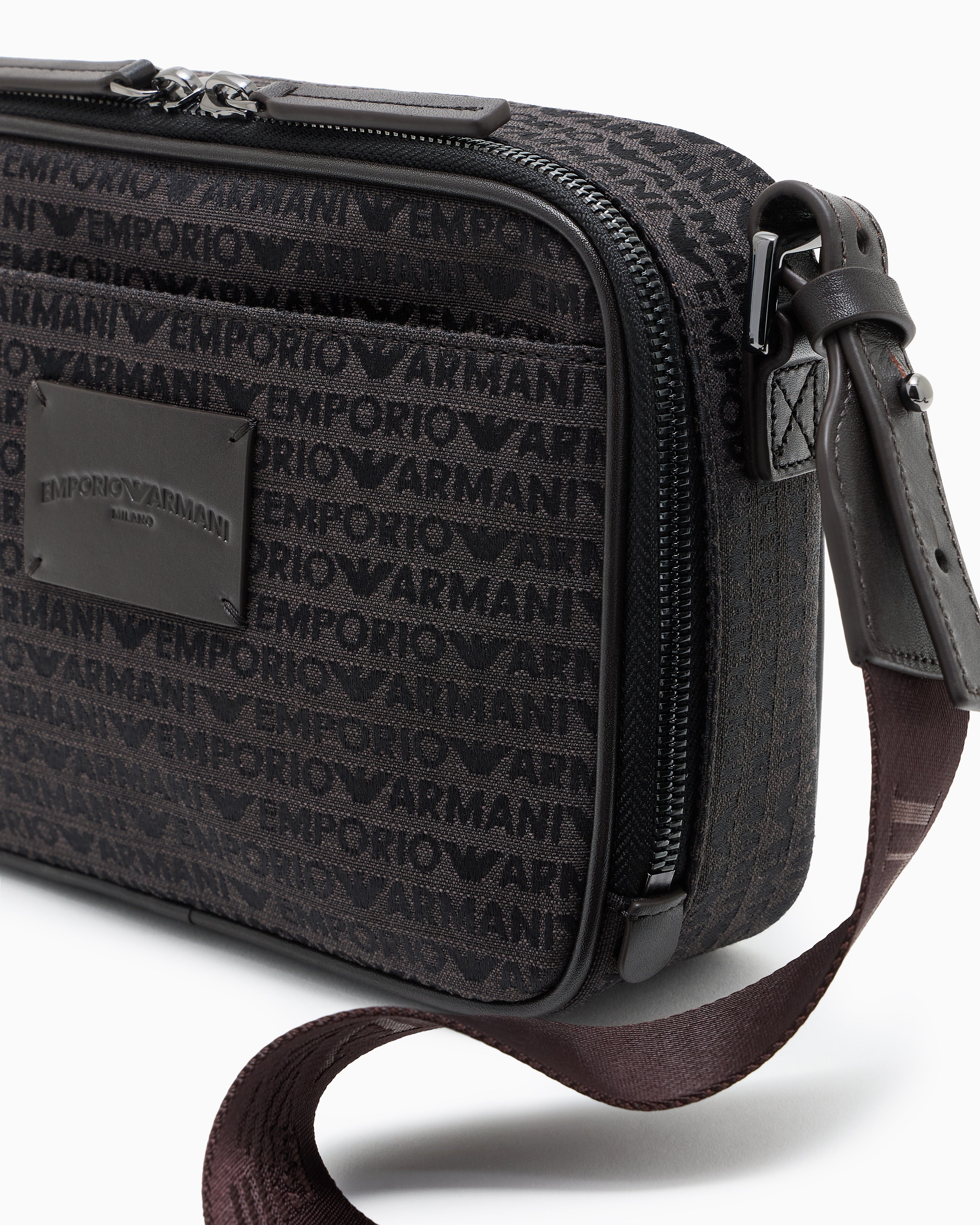 Emporio Armani Monogram jacquard camera case with shoulder strap