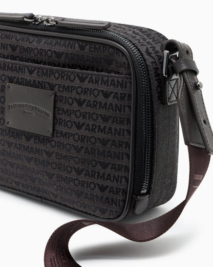Emporio Armani Monogram jacquard camera case with shoulder strap