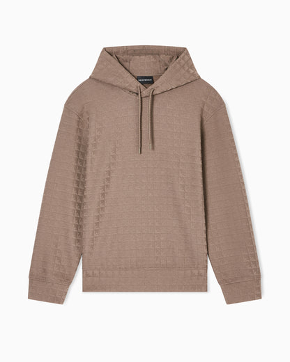 Emporio Armani ASV Lyocell-blend jacquard jersey hooded sweatshirt with repeated eagle motif