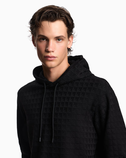 Emporio Armani ASV Lyocell-blend jacquard jersey hooded sweatshirt with repeated eagle motif