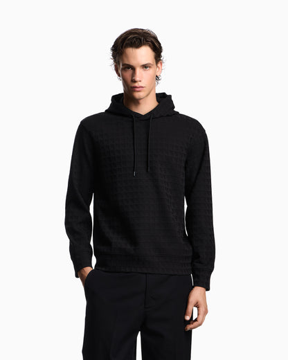 Emporio Armani ASV Lyocell-blend jacquard jersey hooded sweatshirt with repeated eagle motif