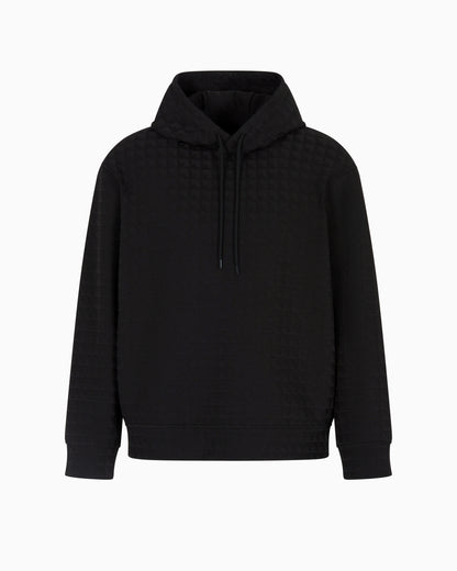 Emporio Armani ASV Lyocell-blend jacquard jersey hooded sweatshirt with repeated eagle motif
