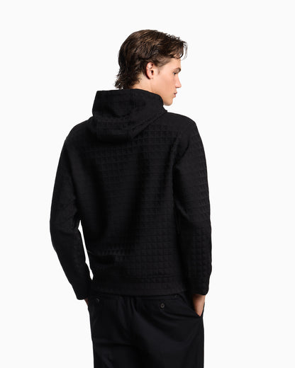 Emporio Armani ASV Lyocell-blend jacquard jersey hooded sweatshirt with repeated eagle motif