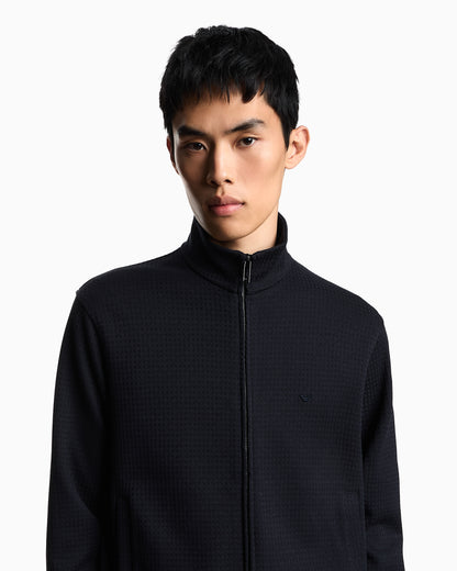 Emporio Armani ASV full-zip sweatshirt in Lyocell-blend jacquard jersey