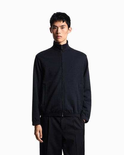 Emporio Armani ASV full-zip sweatshirt in Lyocell-blend jacquard jersey