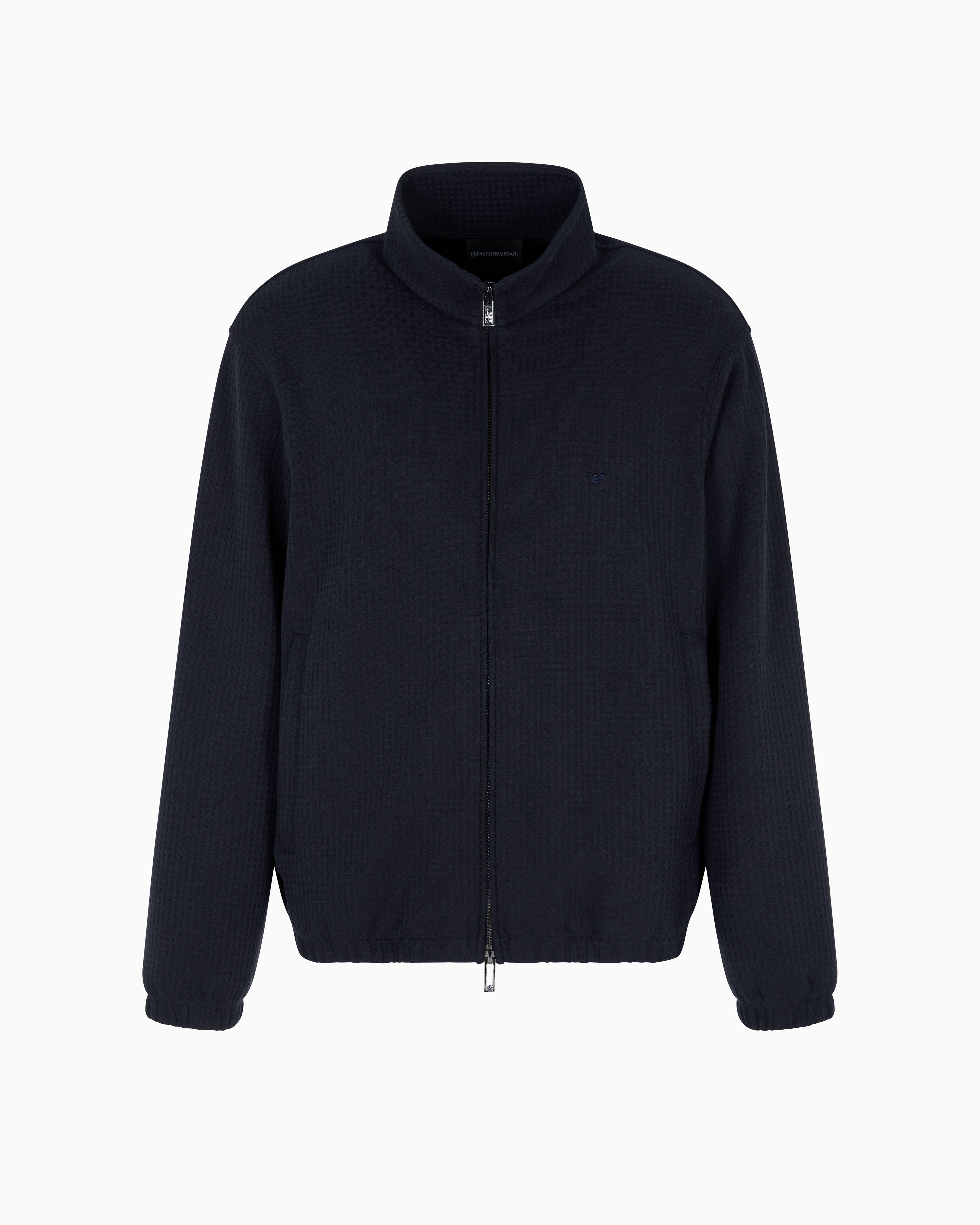 Emporio Armani ASV full-zip sweatshirt in Lyocell-blend jacquard jersey