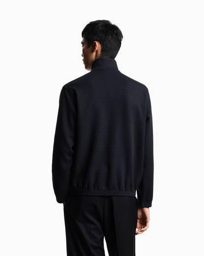 Emporio Armani ASV full-zip sweatshirt in Lyocell-blend jacquard jersey