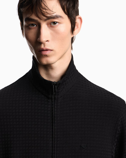 Emporio Armani ASV full-zip sweatshirt in Lyocell-blend jacquard jersey