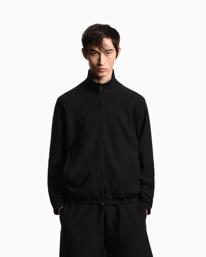 Emporio Armani ASV full-zip sweatshirt in Lyocell-blend jacquard jersey