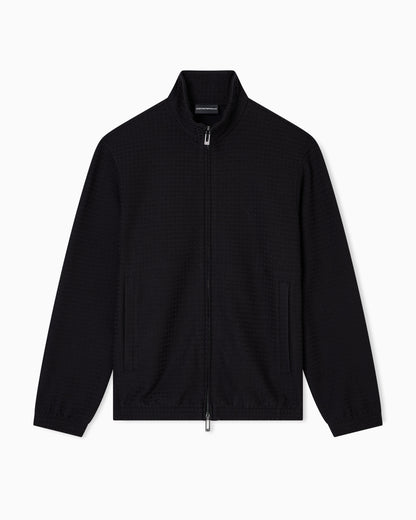 Emporio Armani ASV full-zip sweatshirt in Lyocell-blend jacquard jersey