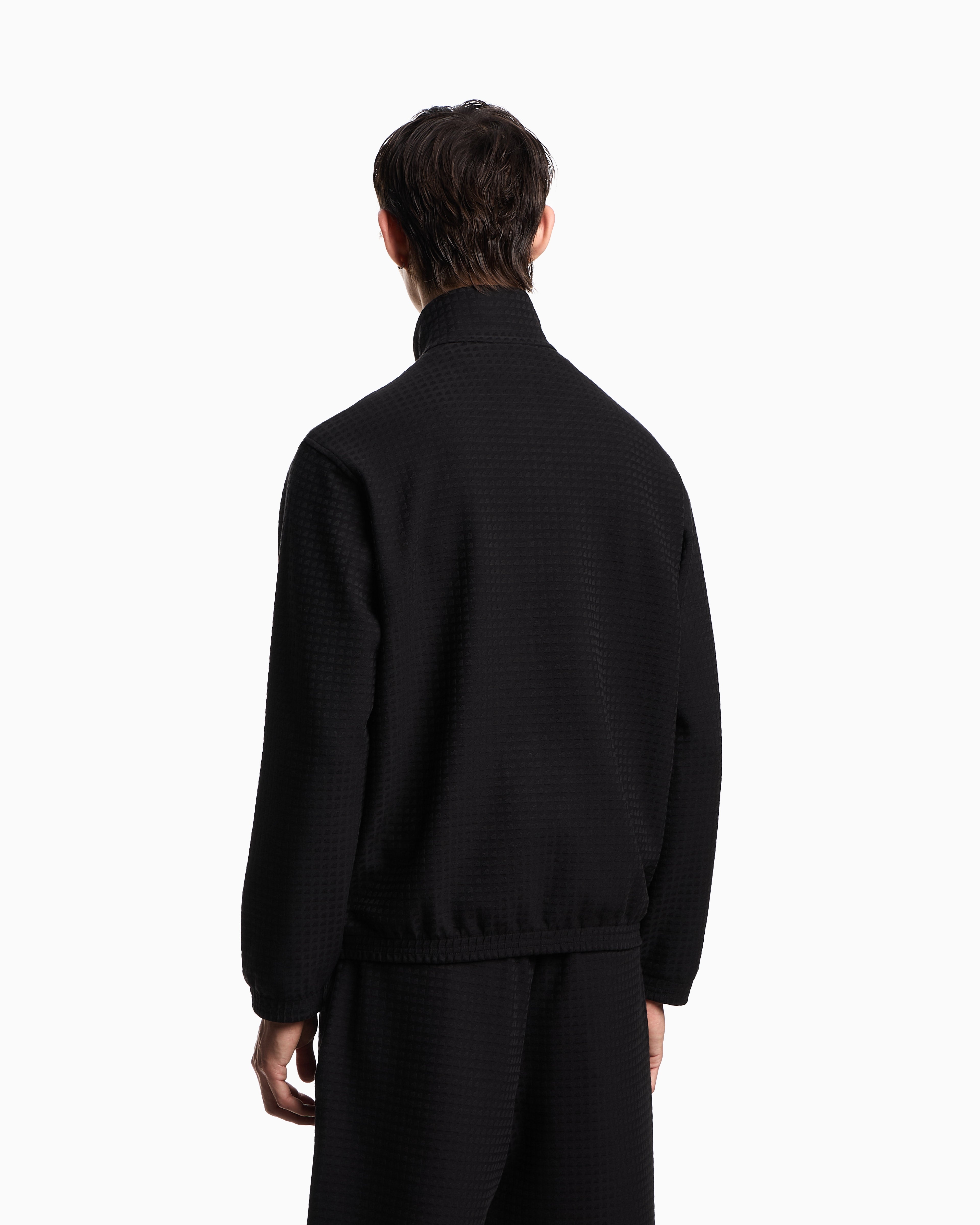 Emporio Armani ASV full-zip sweatshirt in Lyocell-blend jacquard jersey
