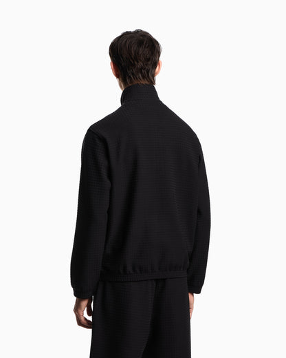 Emporio Armani ASV full-zip sweatshirt in Lyocell-blend jacquard jersey