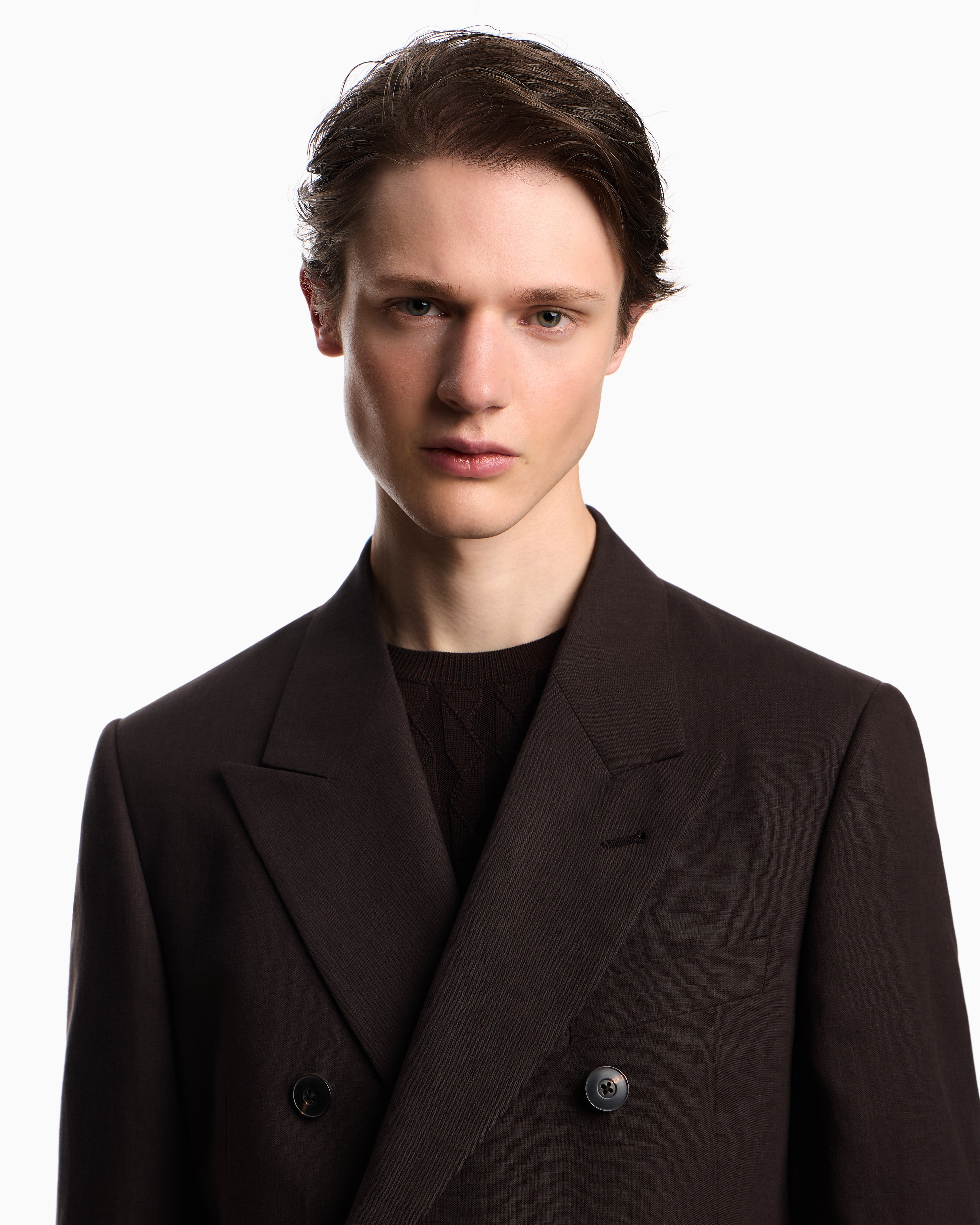 Emporio Armani Double-breasted blazer in pure linen