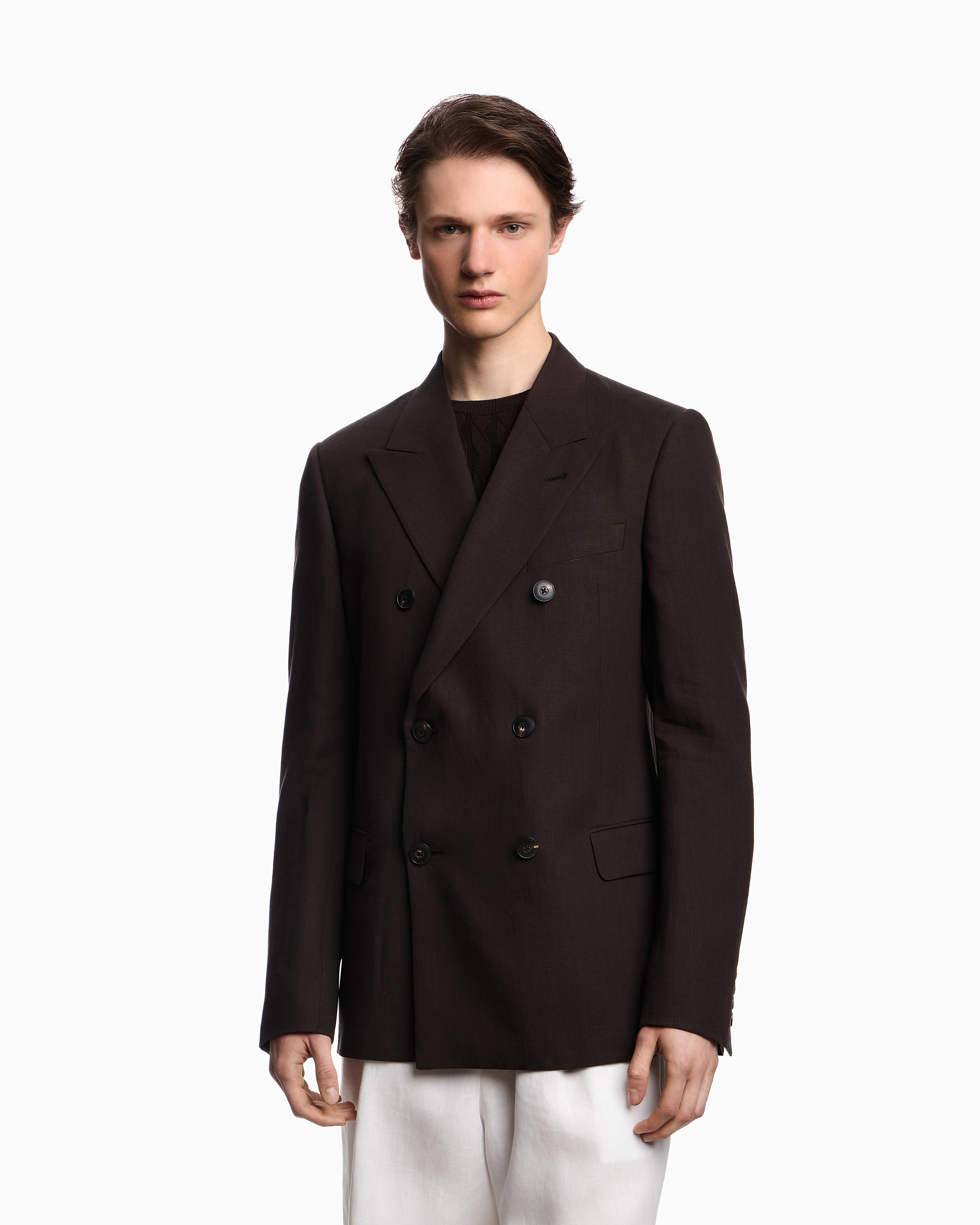 Emporio Armani Double-breasted blazer in pure linen