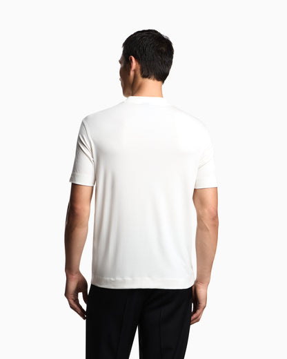 Emporio Armani Modal jersey V-neck T-shirt with micro eagle embroidery