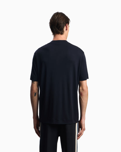 Emporio Armani Modal jersey V-neck T-shirt with micro eagle embroidery