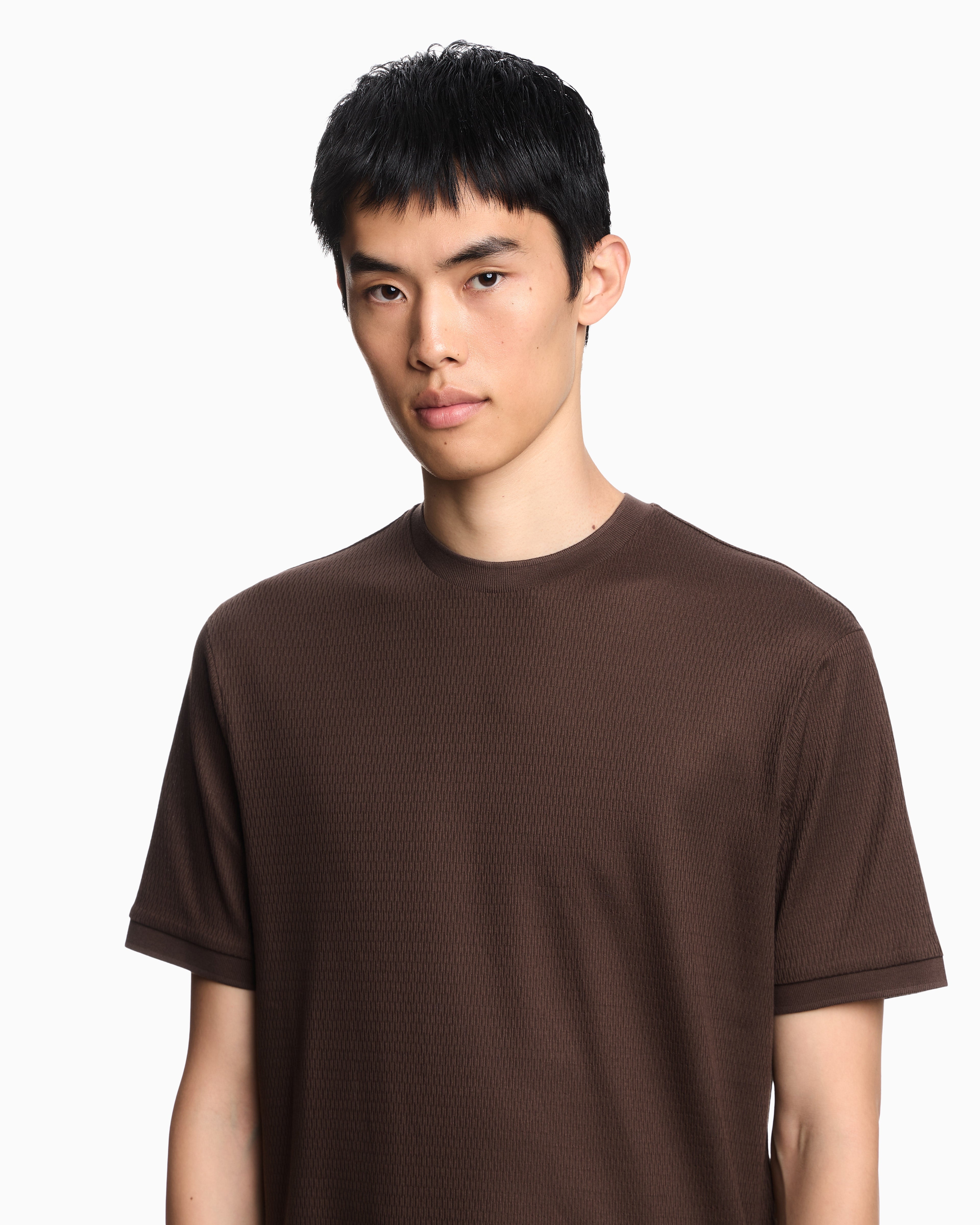 Emporio Armani ASV jersey T-shirt with vertical jacquard motif