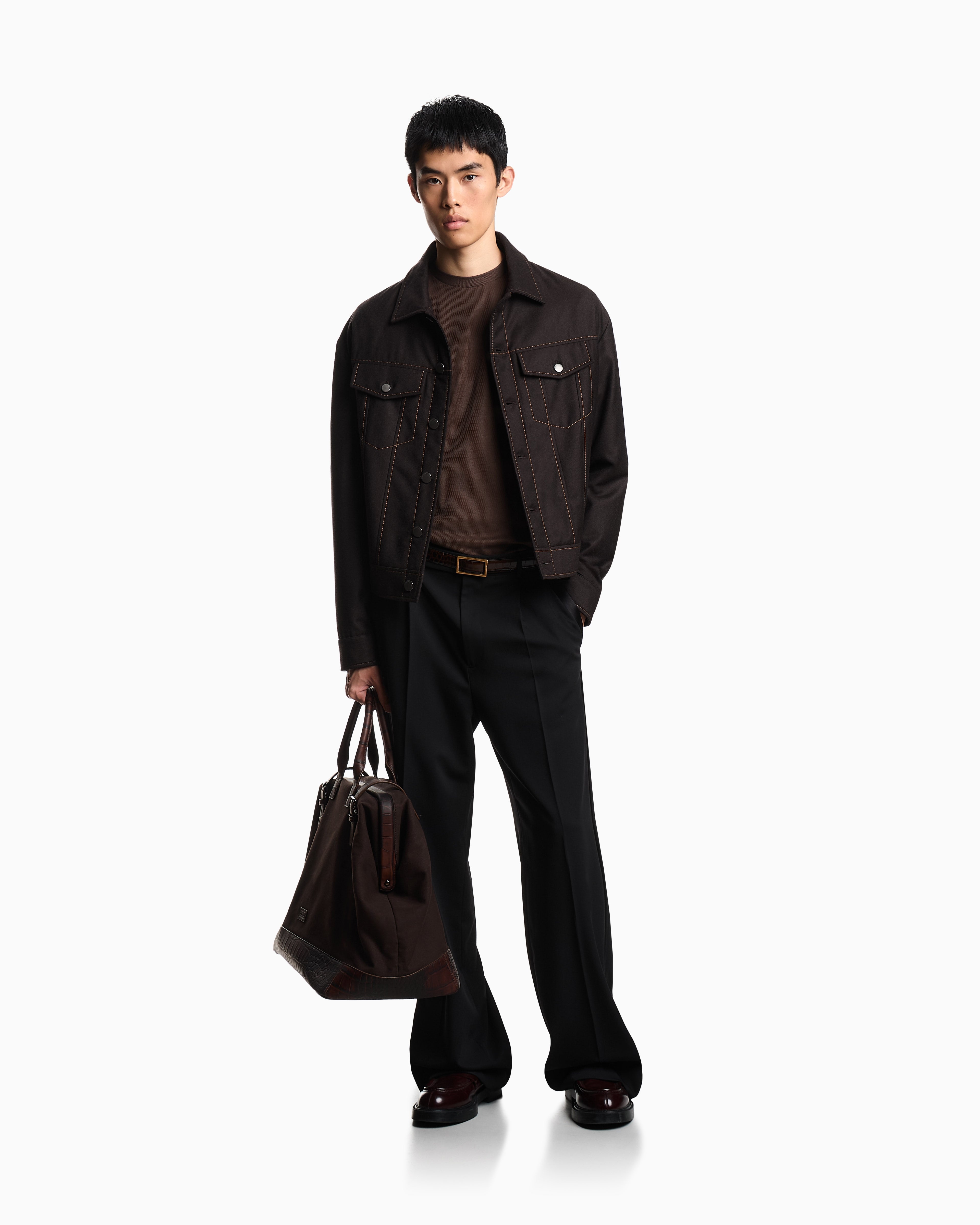 Emporio Armani ASV jersey T-shirt with vertical jacquard motif