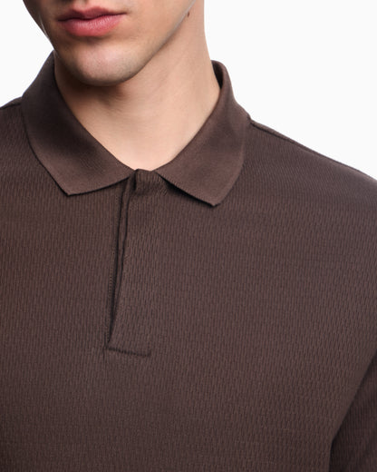 Emporio Armani Jersey polo shirt with vertical jacquard motif