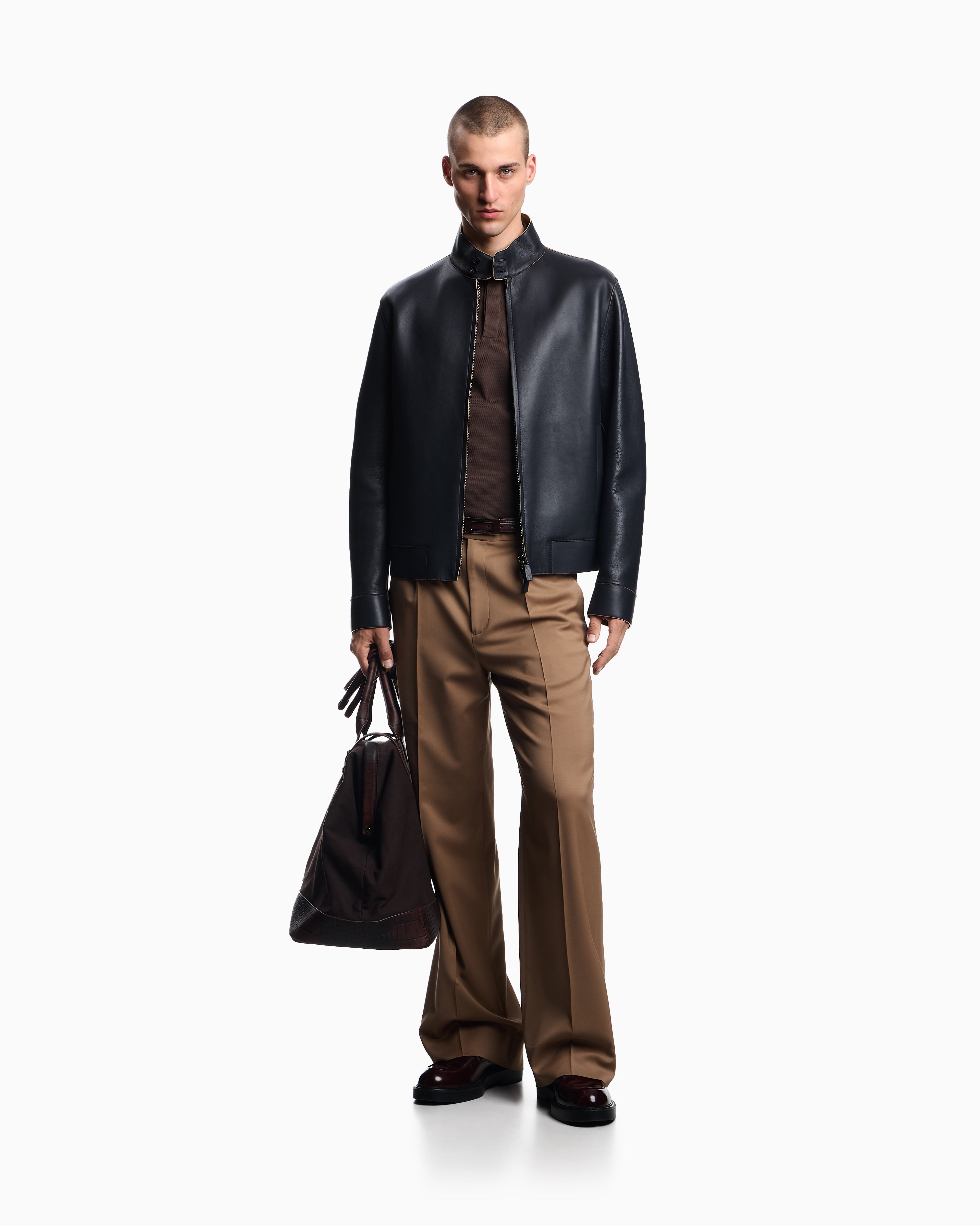 Emporio Armani Jersey polo shirt with vertical jacquard motif