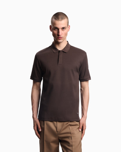 Emporio Armani Jersey polo shirt with vertical jacquard motif