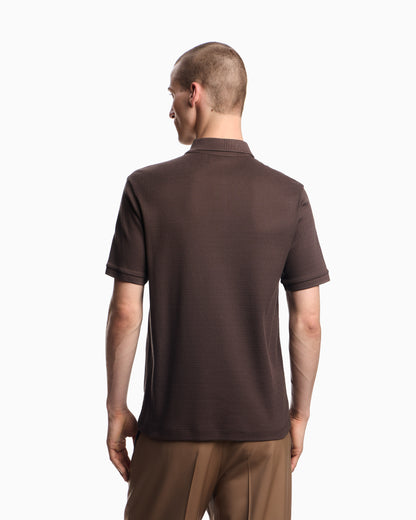 Emporio Armani Jersey polo shirt with vertical jacquard motif