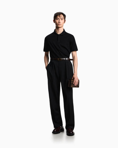 Emporio Armani Jersey polo shirt with vertical jacquard motif