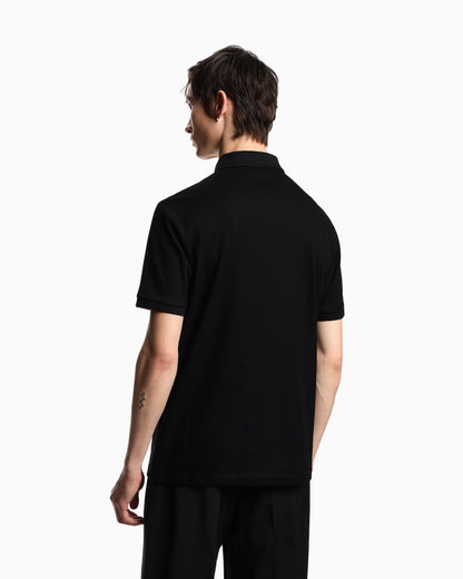 Emporio Armani Jersey polo shirt with vertical jacquard motif