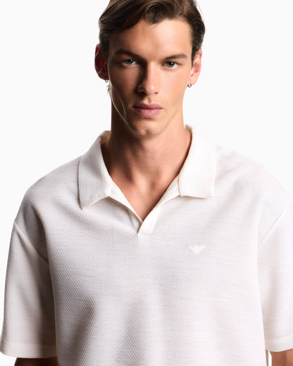 Emporio Armani Icon polo shirt in yarn-dyed jacquard jersey