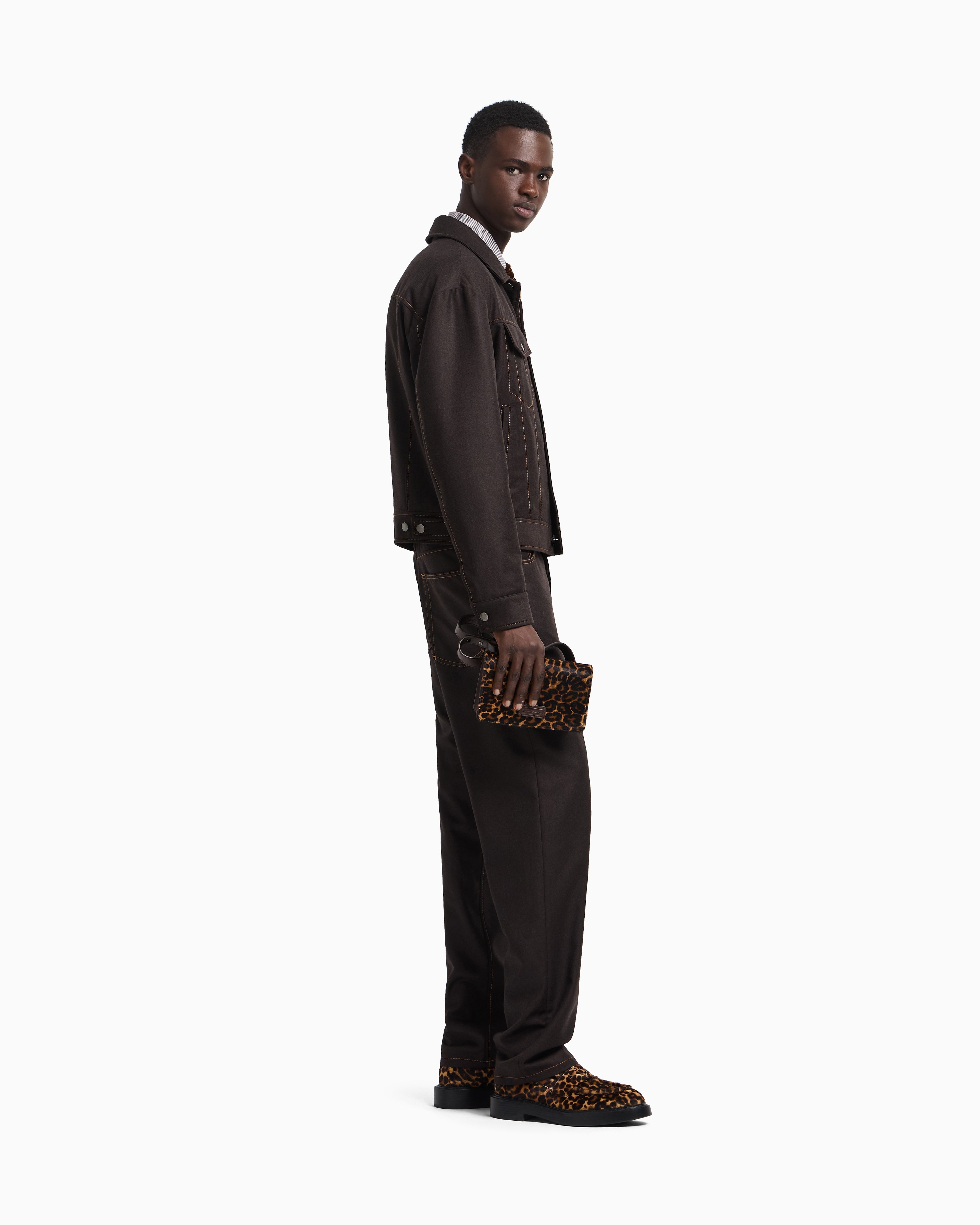 Emporio Armani Five-pocket trousers in denim-effect virgin-wool flannel