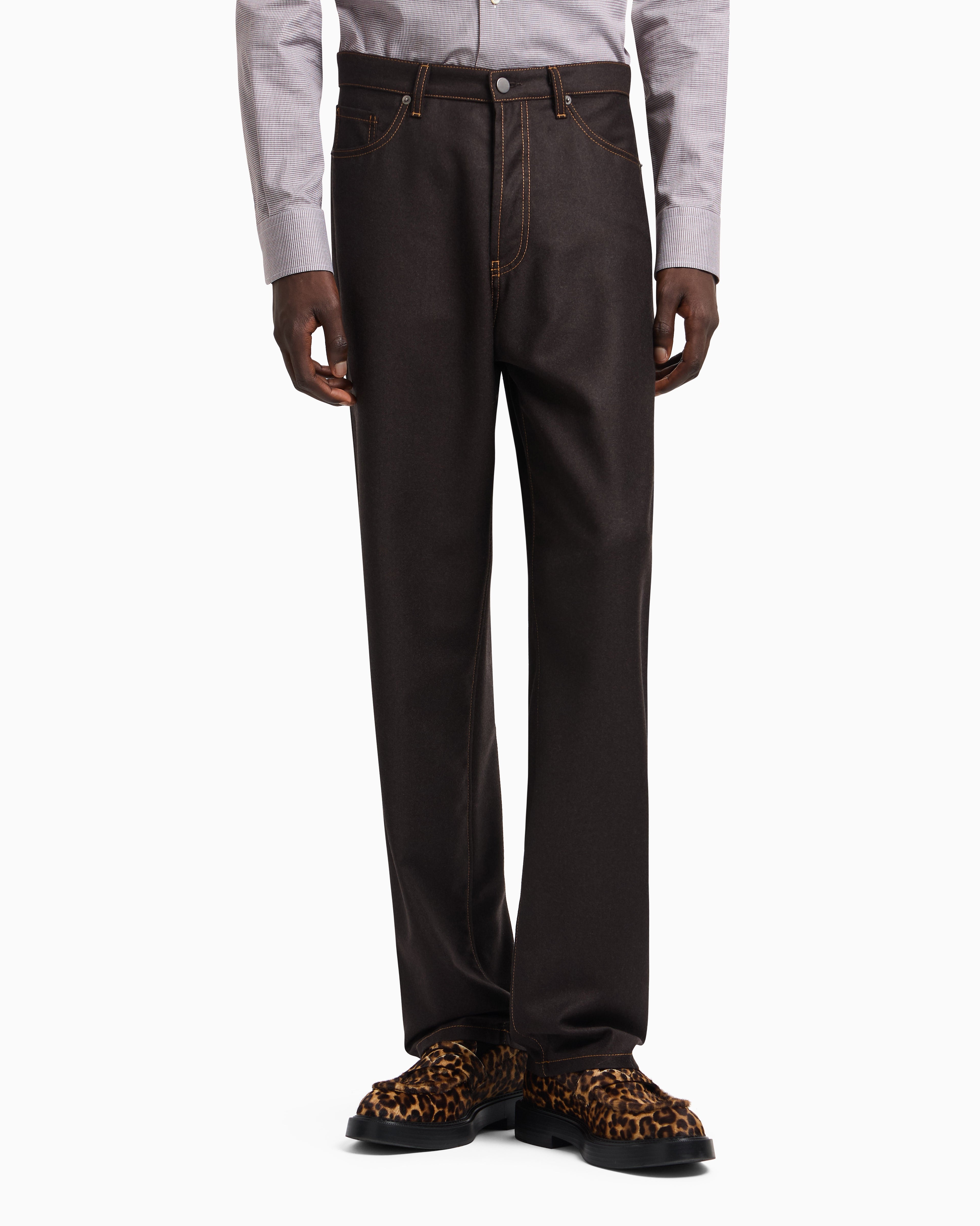 Emporio Armani Five-pocket trousers in denim-effect virgin-wool flannel