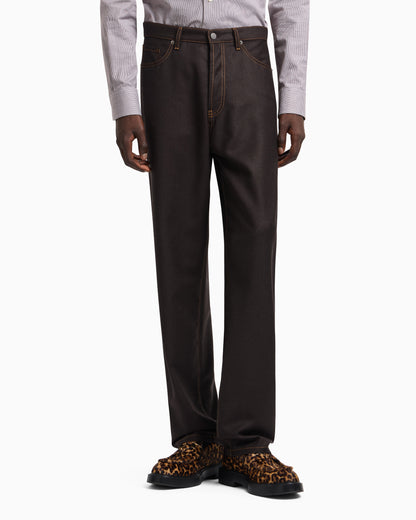 Emporio Armani Five-pocket trousers in denim-effect virgin-wool flannel