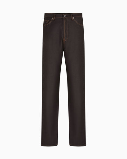 Emporio Armani Five-pocket trousers in denim-effect virgin-wool flannel
