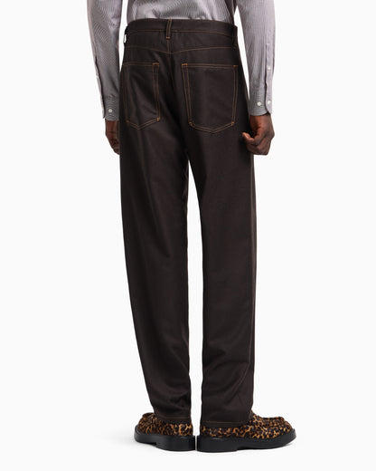 Emporio Armani Five-pocket trousers in denim-effect virgin-wool flannel