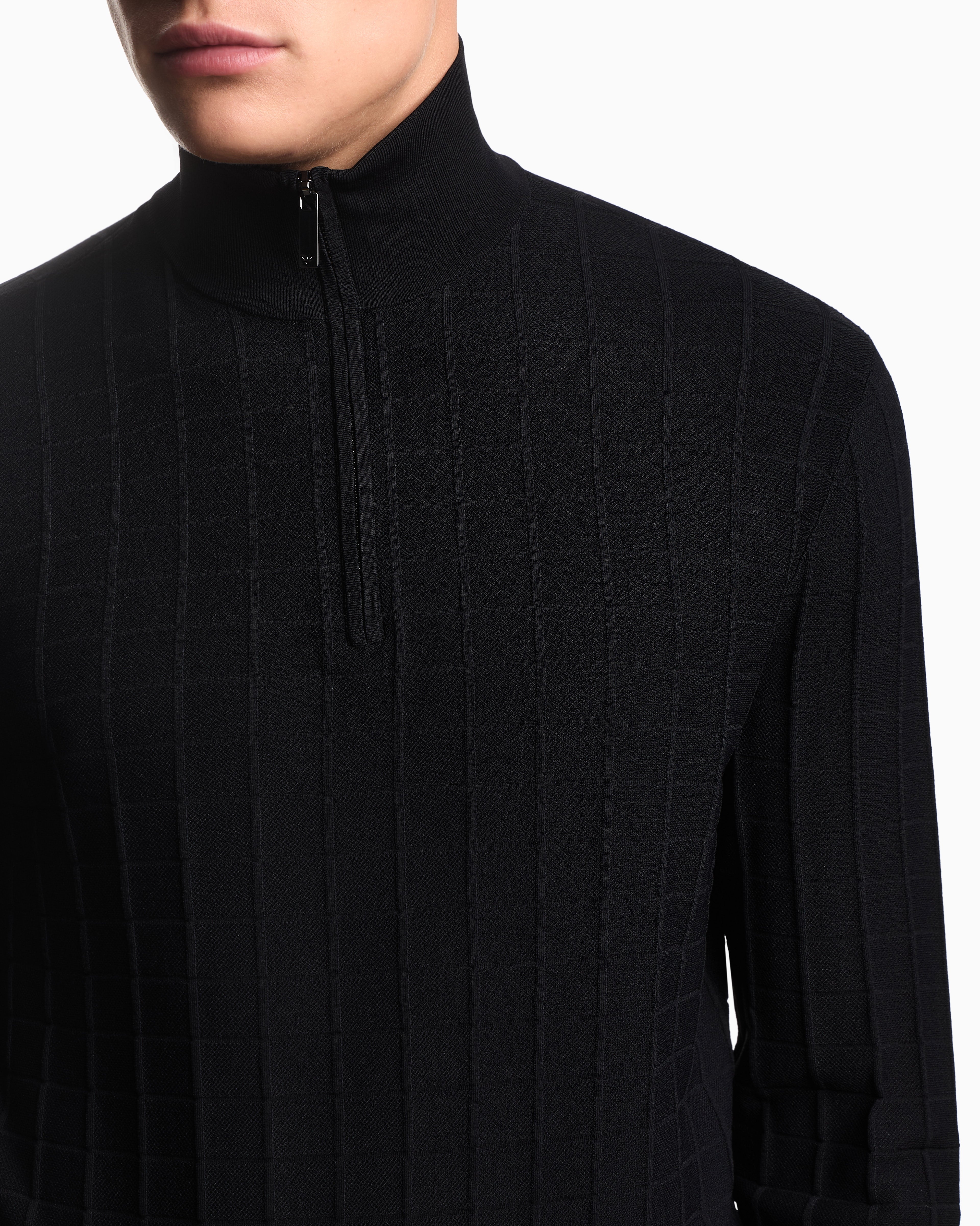 Emporio Armani ASV mock-neck jumper in a check knit