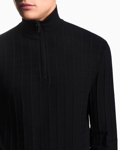 Emporio Armani ASV mock-neck jumper in a check knit