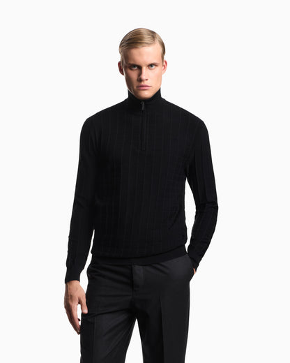 Emporio Armani ASV mock-neck jumper in a check knit