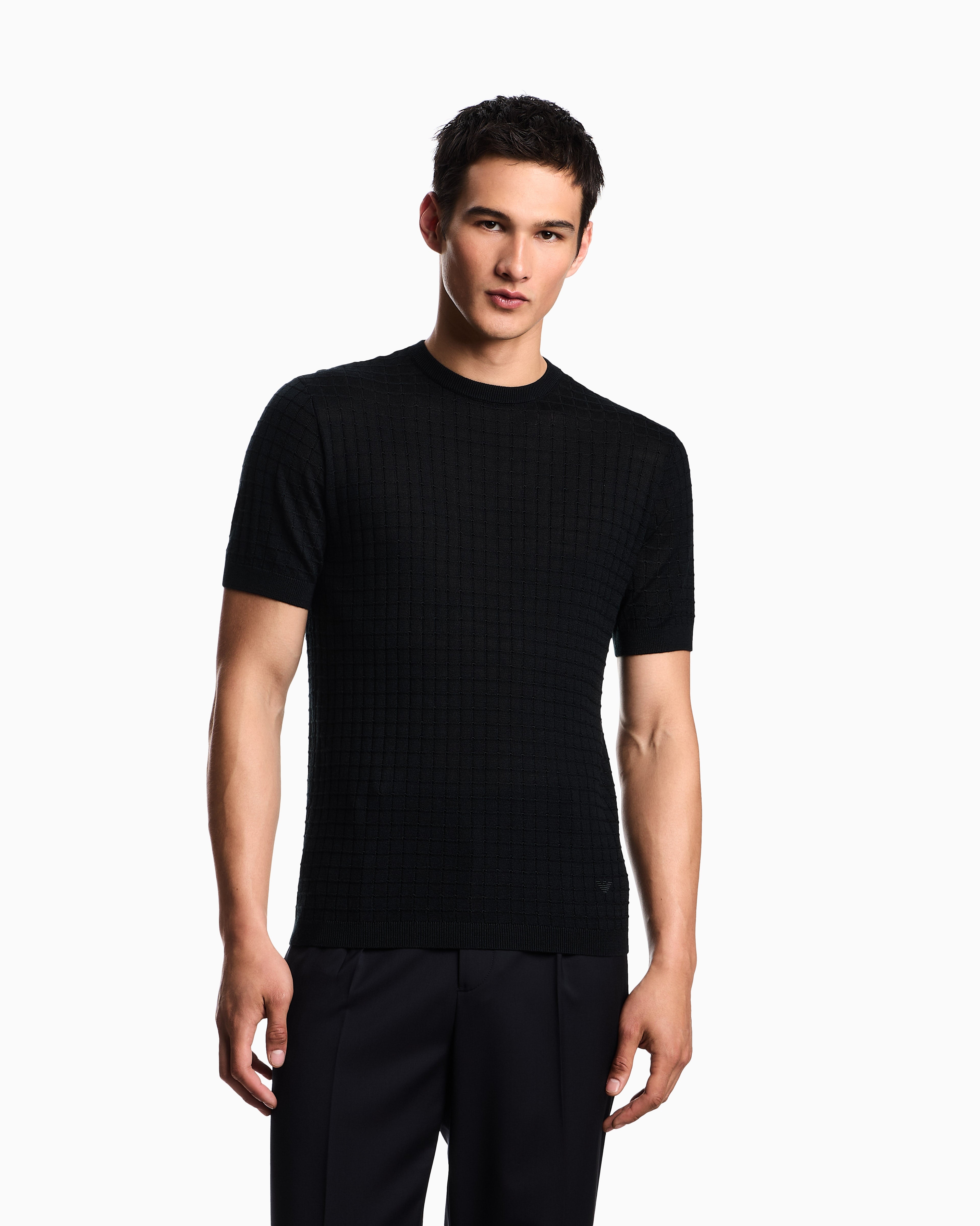 Emporio Armani ASV Lyocell-blend jumper in a plain and purl knit