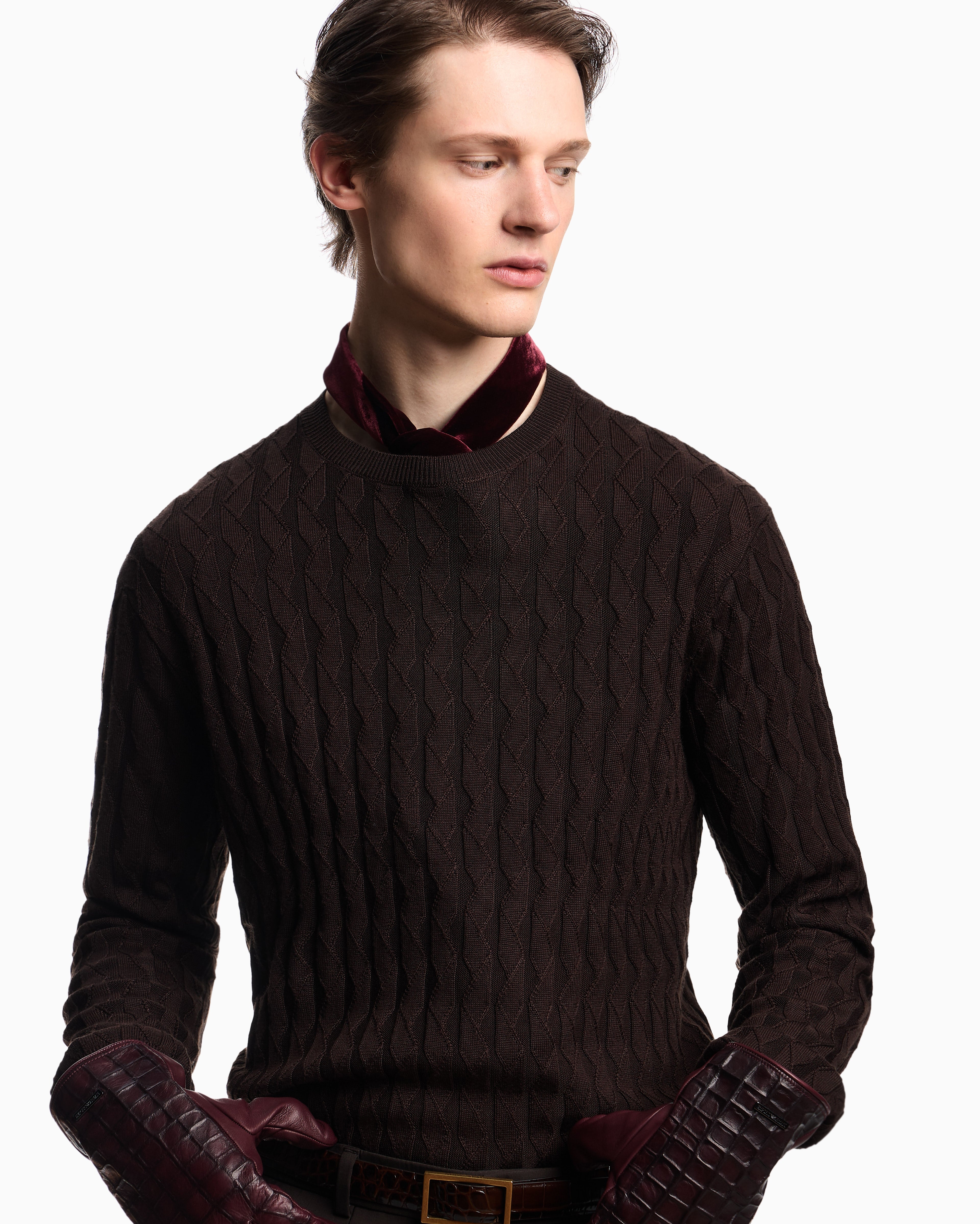 Emporio Armani ASV Lyocell-blend jumper in an embossed, patterned stitch