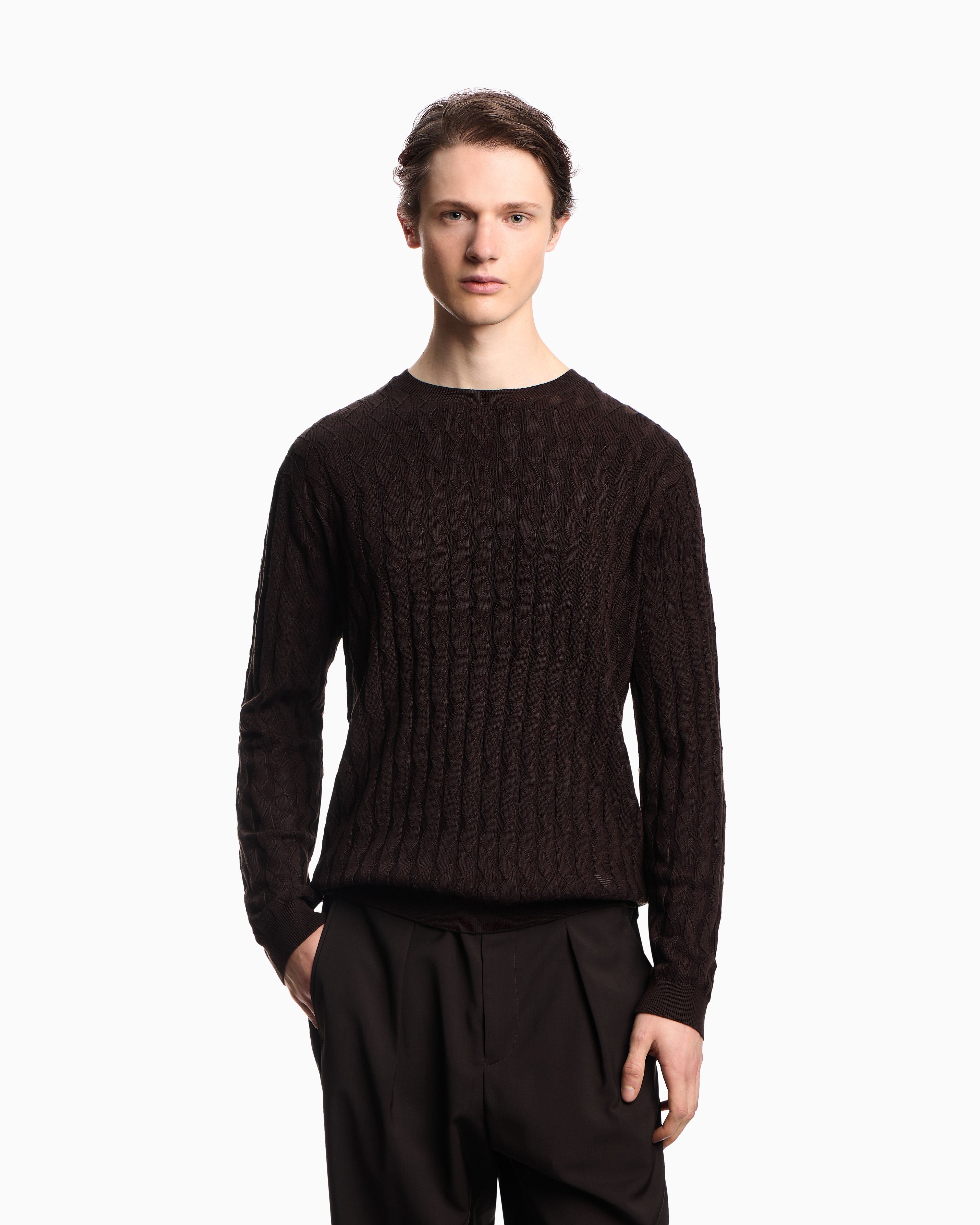Emporio Armani ASV Lyocell-blend jumper in an embossed, patterned stitch